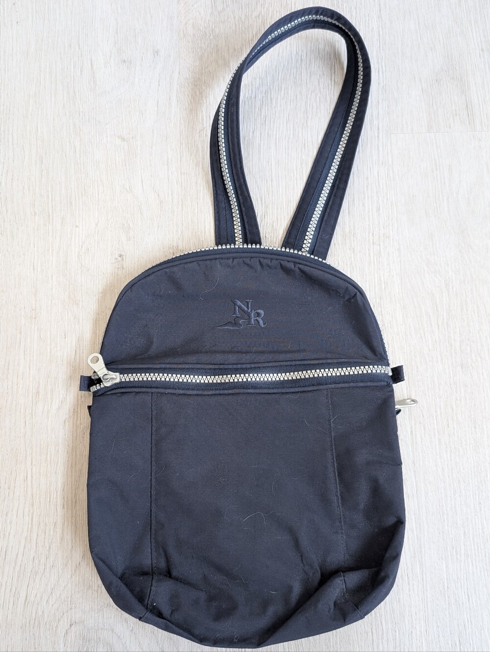 NR Navy Blue Everyday Practical Lightweight Nylon Backpack with Silver Zipper